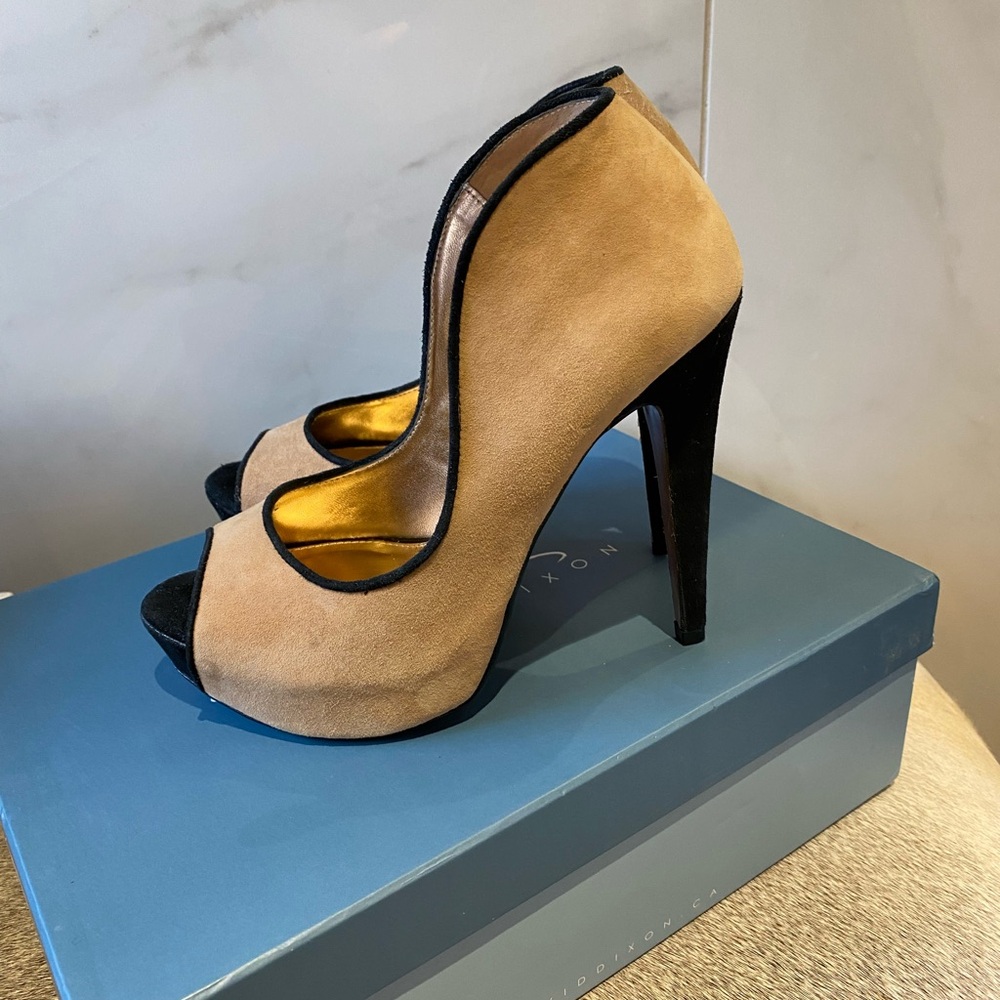 David Dixon Suede Platform Peep toe Heels - Picture 6 of 9